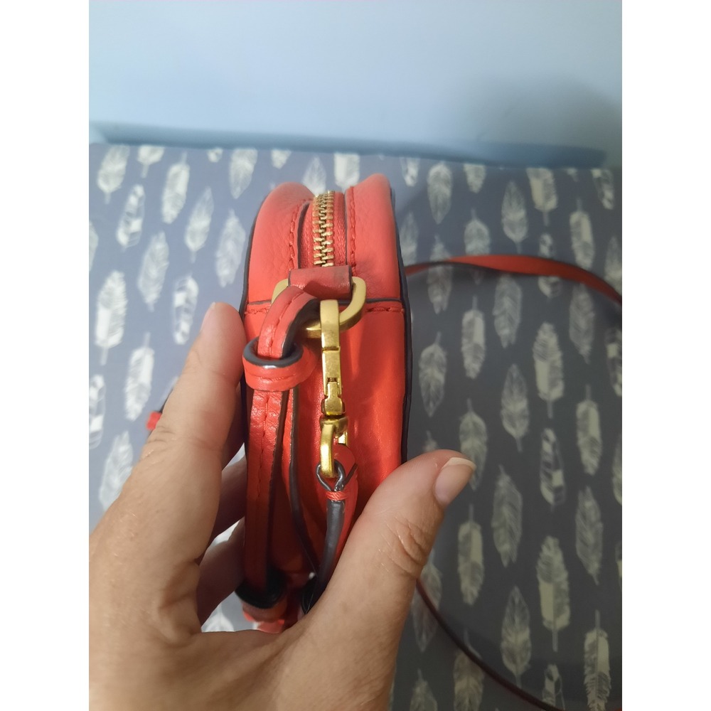 Tory Burch McGraw Camera Bag Orange Pebbled Leather Crossbody Tassel Logo - Picture 4 of 7